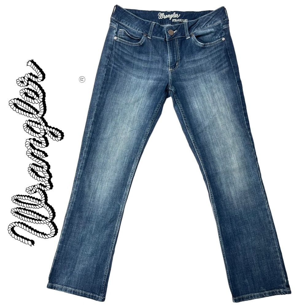 Wrangler Women’s 11 Straight Leg Mid Rise Blue Denim Western‎ Jeans 09MWTMS